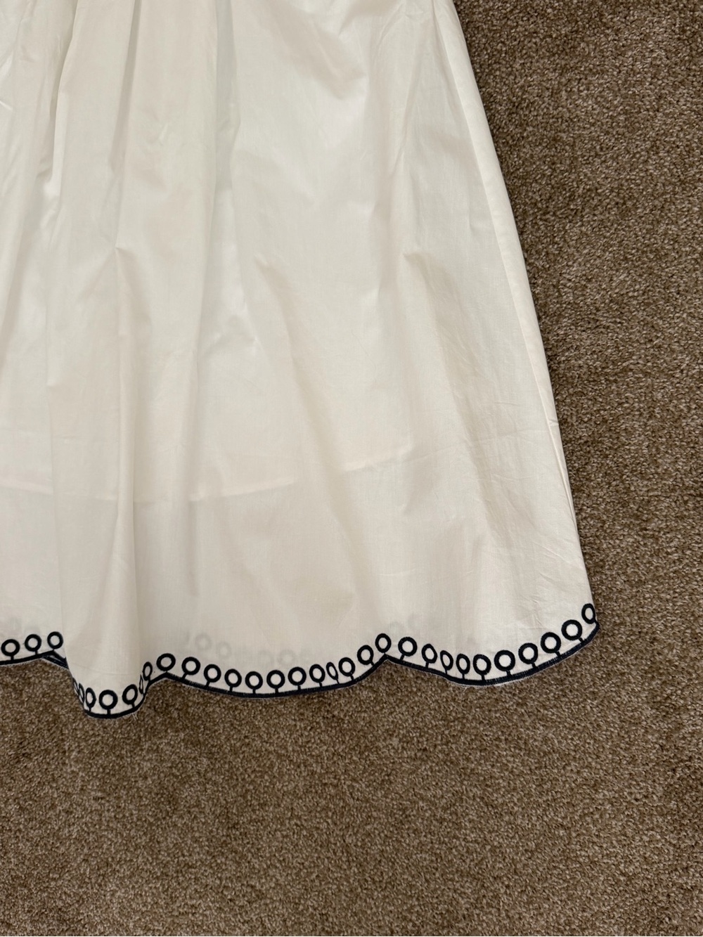 French Connection White Midi Skirt with Navy Trim - Picture 4 of 12